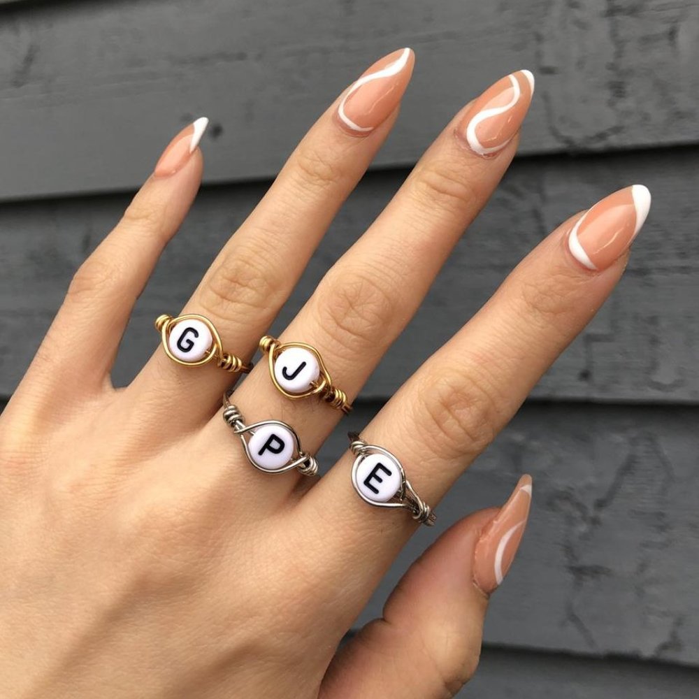 Handmade Wire Wrapped Initial Bead Ring